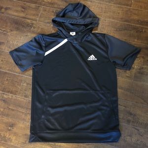 Adidas workout short sleeve hoodie
